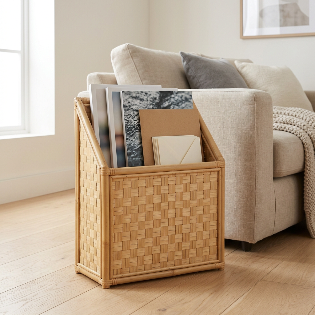 Bamboo Magazine & Mail Rack | Eco-Friendly Wooden Floor or Wall File Holder for Living Room | Sustainable Home Storage