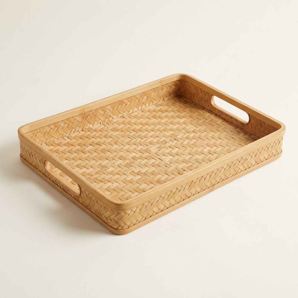 Bamboo Serving & Décor Tray | Eco-Wood Rectangular Platter with Handles for Breakfast, Snacks & Decor | Sustainable Entertaining