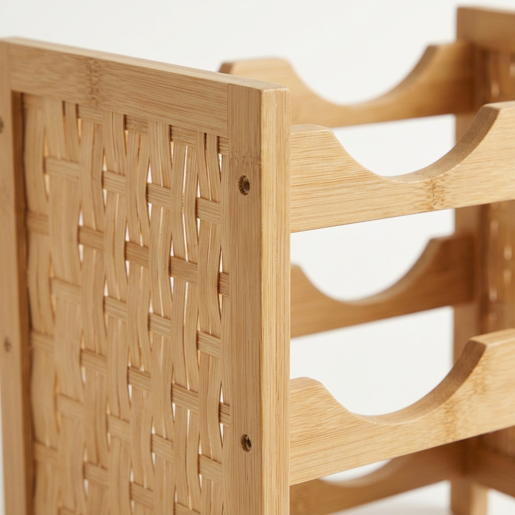 Bamboo Wine Bottle Rack | Eco-Friendly Countertop or Floor Wine Storage Stand | Sustainable Bar Organization