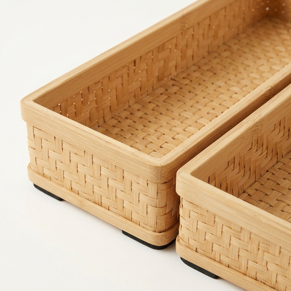 Bamboo Drawer Organizer Set | Modular Eco-Wood Insert Tray for Cutlery, Makeup & Vanity Drawers | Sustainable Home Storage
