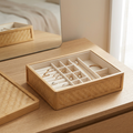 Bamboo Jewelry Box | Stackable Eco-Wood Jewelry Storage with Ring Cushions, Earring & Necklace Slots | Sustainable Vanity Organizer