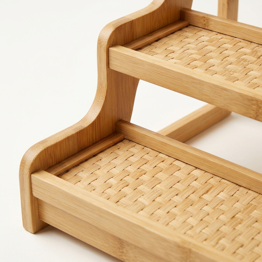 Bamboo Spice Rack | 2-Tier Expandable Wooden Spice Organizer for Cabinet or Wall | Eco-Friendly Kitchen Storage