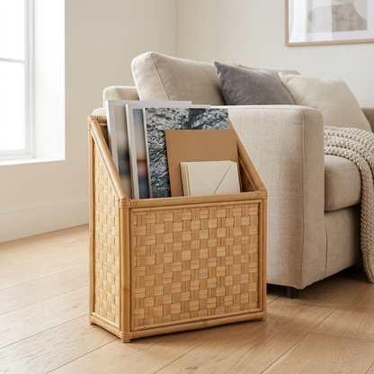 Bamboo Magazine & Mail Rack | Eco-Friendly Wooden Floor or Wall File Holder for Living Room | Sustainable Home Storage