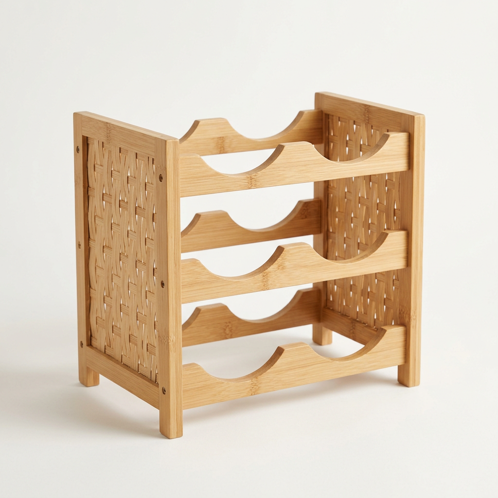 Bamboo Wine Bottle Rack | Eco-Friendly Countertop or Floor Wine Storage Stand | Sustainable Bar Organization