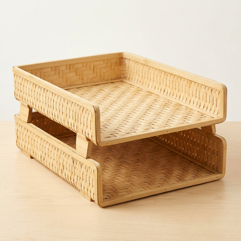 Bamboo Document & Mail Tray | Eco-Wood Stackable Desk Letter Tray for Papers, Files & Bills | Sustainable Office Storage
