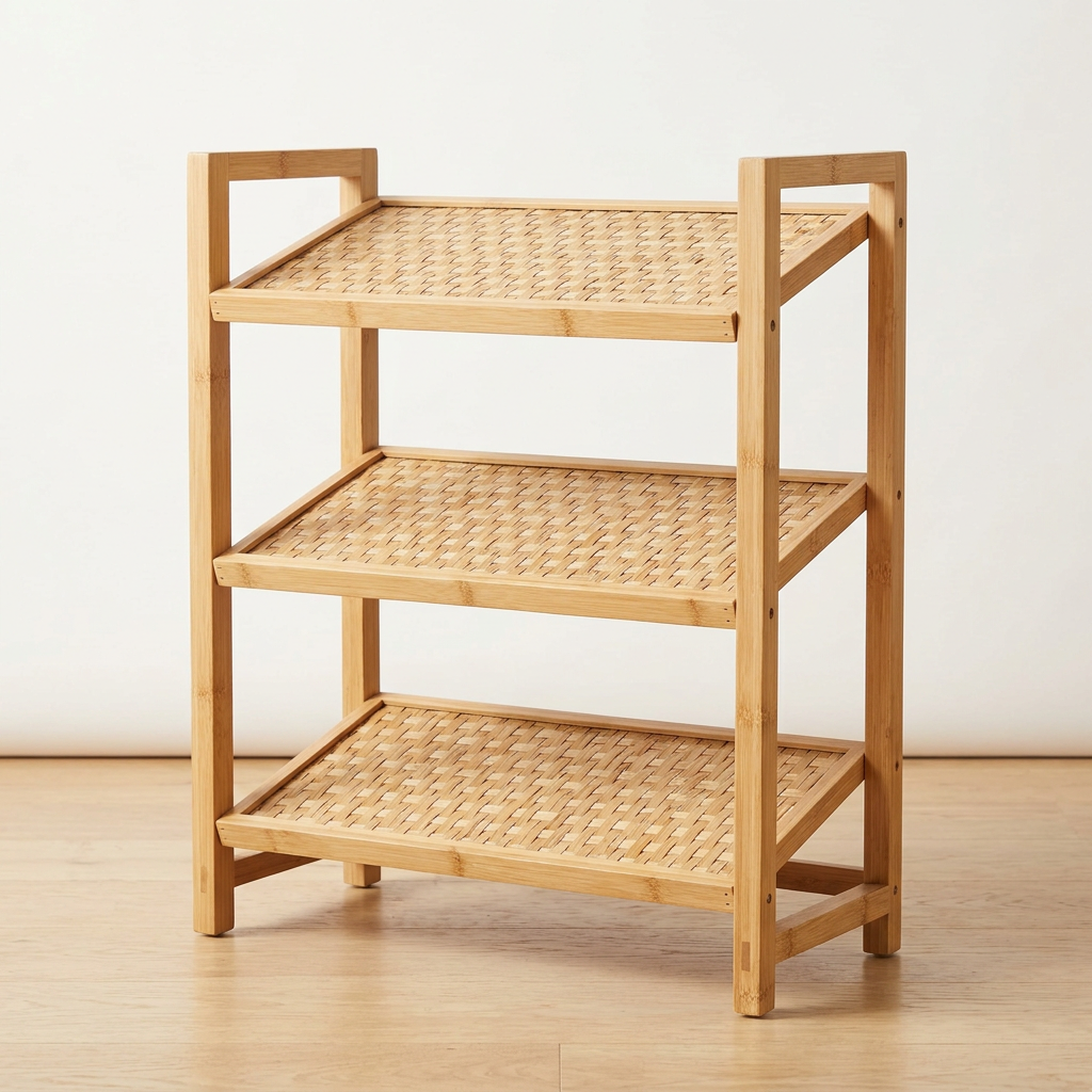 Bamboo Shoe Rack | Eco-Wood Entryway & Closet Shoe Storage Cabinet with Angled Shelves | Sustainable Mudroom Organizer