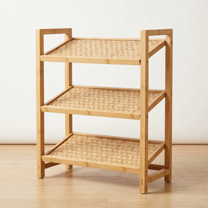 Bamboo Shoe Rack | Eco-Wood Entryway & Closet Shoe Storage Cabinet with Angled Shelves | Sustainable Mudroom Organizer