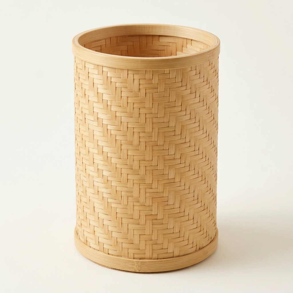 Bamboo Kitchen Utensil Holder | Eco-Friendly Countertop Cutlery & Cooking Tool Caddy with Wooden Scoop Handle | Sustainable Kitchen Storage