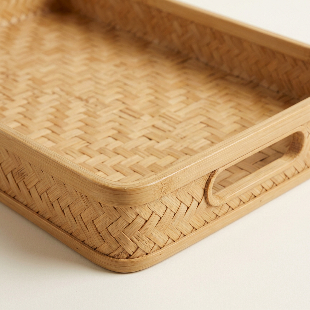 Bamboo Serving & Décor Tray | Eco-Wood Rectangular Platter with Handles for Breakfast, Snacks & Decor | Sustainable Entertaining