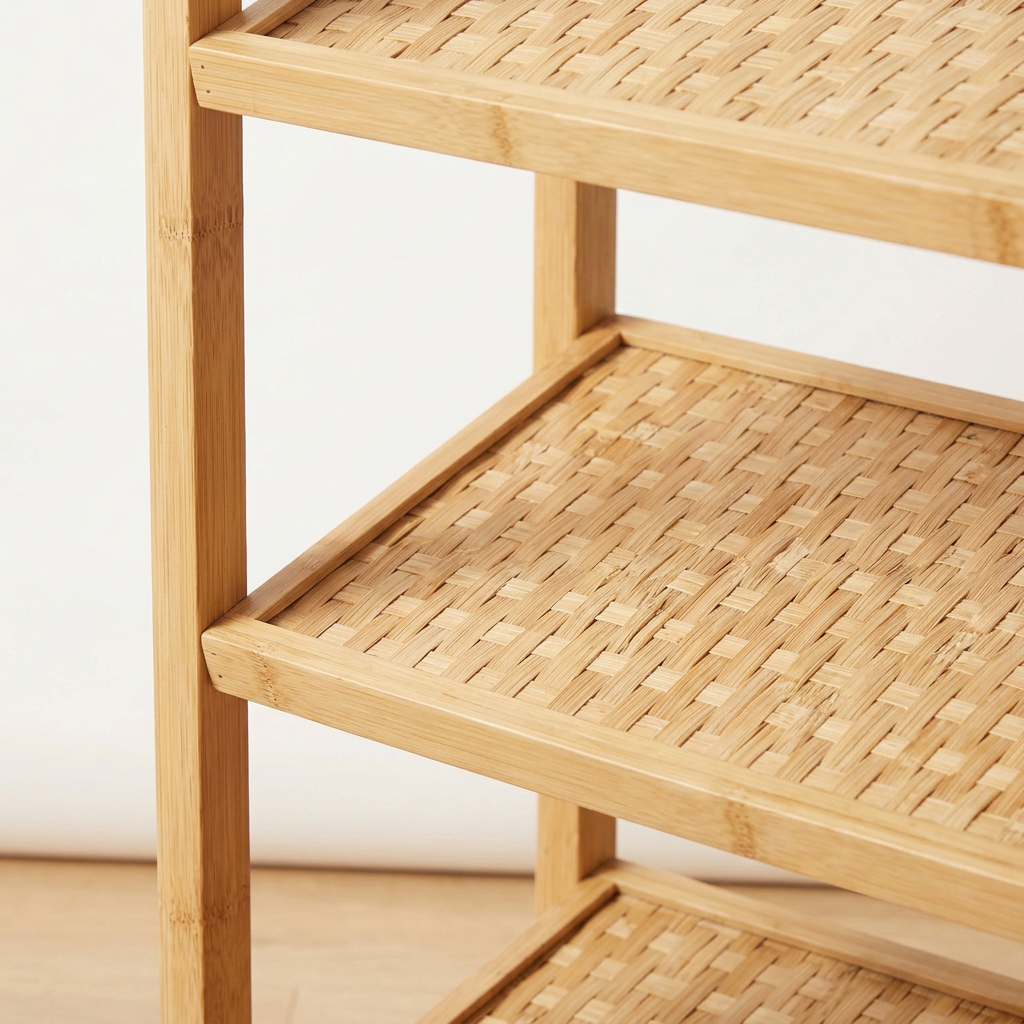 Bamboo Shoe Rack | Eco-Wood Entryway & Closet Shoe Storage Cabinet with Angled Shelves | Sustainable Mudroom Organizer