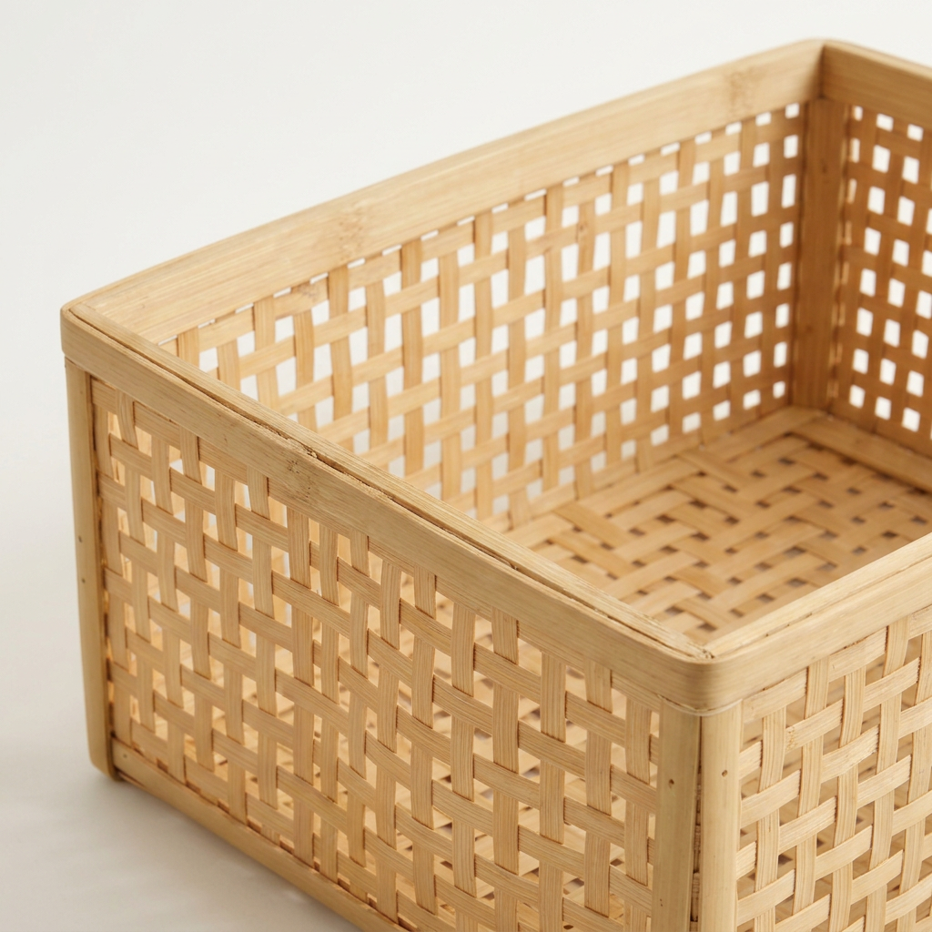 Bamboo Fruit & Vegetable Storage Crate | Eco-Wood Ventilated Produce Box for Countertop Freshness | Sustainable Kitchen Storage