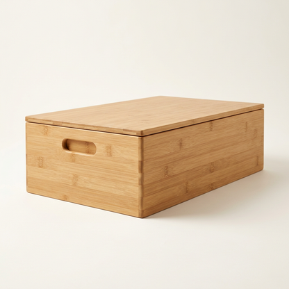Bamboo Under-Bed Storage Box | Eco-Friendly Flat Wooden Storage Case with Lids & Handles | Sustainable Bedroom Organization